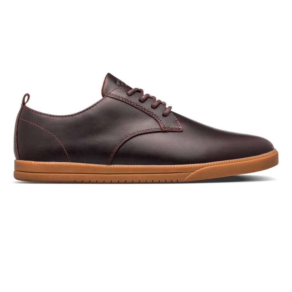 CLAE ELLINGTON Shoes Mens USA160-B53 In Walrus Brown Leather Gum